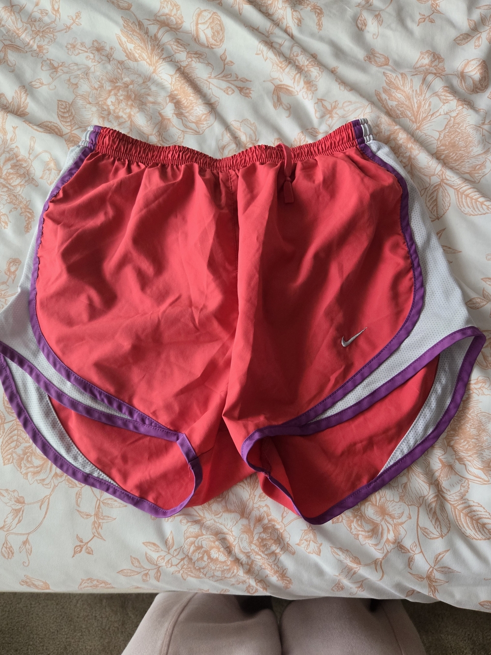 Nike Women’s Red Running Shorts with Purple Trim